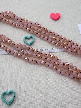 Handmade Faceted Pink Gold Tone Bead Necklace